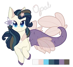 Size: 2009x1829 | Tagged: safe, artist:cloureed, derpibooru import, oc, oc:opal, unofficial characters only, merpony, pony, reference sheet, simple background, solo