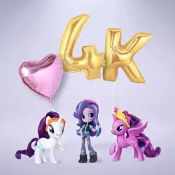 Size: 640x640 | Tagged: safe, derpibooru import, official, rarity, starlight glimmer, twilight sparkle, twilight sparkle (alicorn), alicorn, pony, unicorn, equestria girls, balloon, doll, equestria girls minis, irl, photo, toy