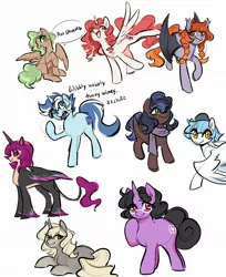 Size: 1673x2048 | Tagged: safe, artist:glacierclear, derpibooru import, oc, unofficial characters only, alicorn, bat pony, pegasus, pony, unicorn, alicorn oc, female, mare, simple background, white background