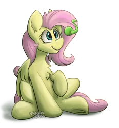 Size: 1248x1343 | Tagged: safe, artist:luximus17, derpibooru import, fluttershy, pegasus, pony, chest fluff, crossover, eye contact, eyeball, jacksepticeye, looking at each other, looking at something, raised hoof, simple background, sitting, transparent background