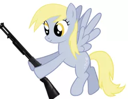 Size: 900x700 | Tagged: safe, derpibooru import, derpy hooves, pony, gun, mossberg 590, shotgun, solo, this can only end well, weapon