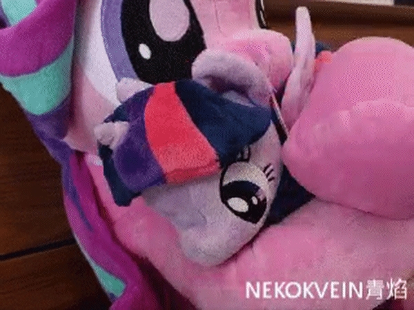 Size: 600x450 | Tagged: safe, artist:nekokevin, derpibooru import, starlight glimmer, twilight sparkle, twilight sparkle (alicorn), alicorn, pony, unicorn, series:nekokevin's glimmy, cute, female, glimmerbetes, hape, head shake, hug, irl, mare, non-consensual cuddling, photo, plushie, size difference, stop motion, the weak should fear the strong, twiabetes