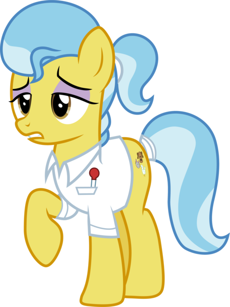 Size: 3001x4012 | Tagged: safe, artist:cloudyglow, derpibooru import, doctor fauna, earth pony, pony, fluttershy leans in, .ai available, absurd resolution, clothes, female, mare, raised hoof, simple background, solo, tired, transparent background, vector