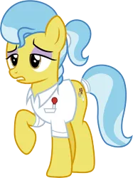 Size: 3001x4012 | Tagged: safe, artist:cloudyglow, derpibooru import, doctor fauna, earth pony, pony, fluttershy leans in, .ai available, absurd resolution, clothes, female, mare, raised hoof, simple background, solo, tired, transparent background, vector