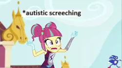 Size: 1100x618 | Tagged: safe, derpibooru import, edit, edited screencap, screencap, sour sweet, equestria girls, friendship games, angry, autistic screeching, female, freckles, image, male, meme, png, sanic, solo, sonic the hedgehog, sonic the hedgehog (series)