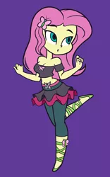 Size: 2500x4000 | Tagged: safe, artist:khuzang, derpibooru import, fluttershy, dance magic, equestria girls, spoiler:eqg specials, absurd resolution, breasts, cleavage, clothes, cute, female, midriff, off shoulder, raised leg, shyabetes, skirt, solo, tutu