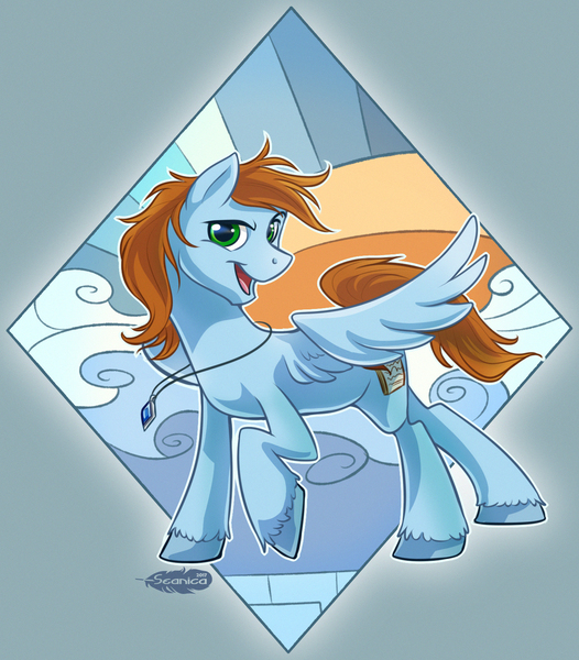 Size: 1367x1559 | Tagged: safe, artist:seanica, derpibooru import, oc, oc:sorren, unofficial characters only, pegasus, pony, green eyes, jewelry, looking at you, male, necklace, simple background, solo, standing, unshorn fetlocks, wings