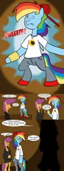 Size: 2538x6758 | Tagged: safe, artist:7thdementia, derpibooru import, rainbow dash, scootaloo, pony, ask factory scootaloo, fanfic:rainbow factory, clothes, comic, factory scootaloo, rainbow factory dash, serious rainbow, silhouette