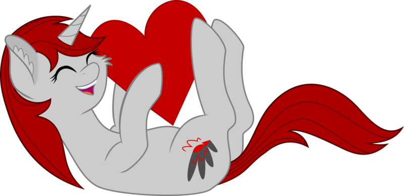 Size: 5482x2663 | Tagged: safe, artist:nightwind-arts, derpibooru import, oc, oc:waves, unofficial characters only, pony, unicorn, female, happy, heart, hug, mare, on back, smiling, solo