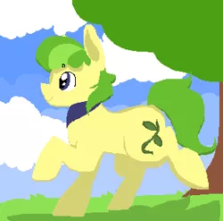 Size: 312x308 | Tagged: safe, artist:nootaz, derpibooru import, oc, oc:mossy vine, unofficial characters only, pony, grass, solo, tree