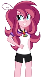 Size: 900x1500 | Tagged: safe, artist:wubcakeva, derpibooru import, oc, oc:contralto, unofficial characters only, equestria girls, legend of everfree, breasts, clothes, disguised siren, equestria girls-ified, female, gem, shirt, shorts, simple background, siren gem, solo, transparent background