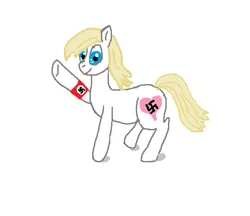 Size: 567x491 | Tagged: safe, derpibooru import, oc, oc:aryanne, unofficial characters only, earth pony, pony, /mlpol/, blonde, blonde hair, blue eyes, challenge, female, mare, mlpol, ms paint, nazi, nazi armband, nazipone, solo, swastika