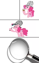 Size: 2500x4000 | Tagged: safe, derpibooru import, pinkie pie, pony, clue, detective, exploitable, exploitable meme, investigation, investigator, magnifying glass, meme, meme template, sherlock, sherlock holmes, template