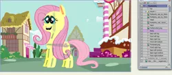 Size: 1292x571 | Tagged: safe, artist:treypol3, derpibooru import, fluttershy, pony, anime studio, cross-eyed, cursed image, derp, faic, hurr durr, image, nightmare fuel, no nose, only the dead can know peace from this evil, png, puppet rig, software, wat, weird, windows, windows 7