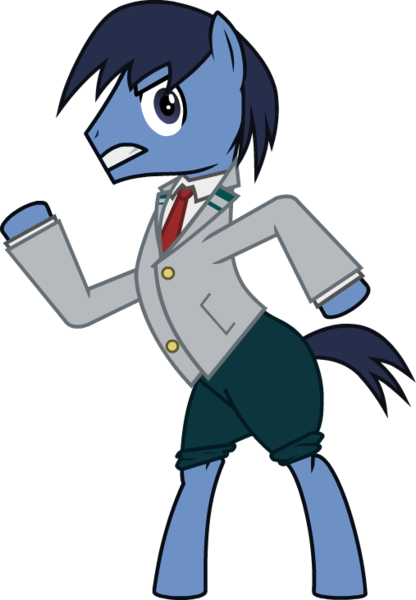 Size: 507x732 | Tagged: safe, artist:blurredthelines, derpibooru import, ponified, pony, clothes, my hero academia, quirked pony, school uniform, tenya iida, u.a. high school uniform