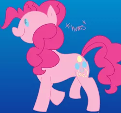 Size: 700x655 | Tagged: safe, artist:pansyseed, derpibooru import, pinkie pie, pony, blue background, simple background, solo, walking