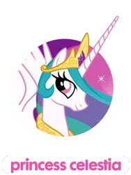 Size: 440x585 | Tagged: safe, derpibooru import, princess celestia, alicorn, pony, aside glance, beautiful, bust, crown, female, jewelry, looking at you, mare, multicolored mane, name, portrait, purple eyes, regalia, royalty, sideways glance, simple background, smiling, solo, sparkles, tiara, transparent background, wings