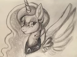 Size: 2886x2125 | Tagged: safe, artist:lulubell, derpibooru import, princess luna, pony, bust, sketch, solo, traditional art