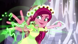 Size: 1280x720 | Tagged: safe, derpibooru import, screencap, gloriosa daisy, equestria girls, legend of everfree, magic, magical geodes, solo