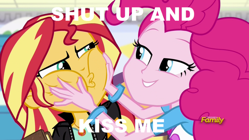 Size: 1024x579 | Tagged: safe, derpibooru import, edit, edited screencap, screencap, pinkie pie, sunset shimmer, equestria girls, mirror magic, spoiler:eqg specials, faic, female, lesbian, meme, one sided shipping, shipping, sunsetpie