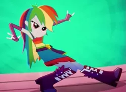 Size: 675x495 | Tagged: safe, derpibooru import, screencap, rainbow dash, eqg summertime shorts, equestria girls, raise this roof, dance off, fall formal outfits