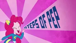 Size: 1920x1080 | Tagged: safe, derpibooru import, screencap, pinkie pie, eqg summertime shorts, equestria girls, steps of pep, solo, title card