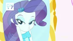 Size: 1366x768 | Tagged: safe, derpibooru import, screencap, rarity, eqg summertime shorts, equestria girls, make up shake up, breasts, cute, discovery family logo, duckface, fall formal outfits, kissy face, mirror, raribetes, tv rating, tv-y7