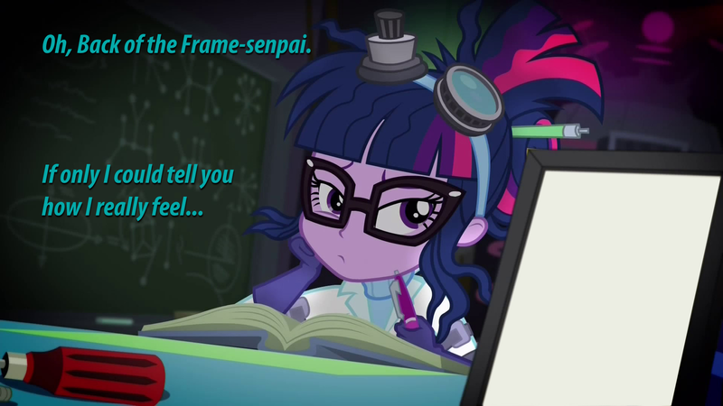 Size: 1920x1080 | Tagged: safe, derpibooru import, edit, edited screencap, screencap, sci-twi, twilight sparkle, eqg summertime shorts, equestria girls, mad twience, exploitable meme, laboratory, meme, sci-twi's portrait