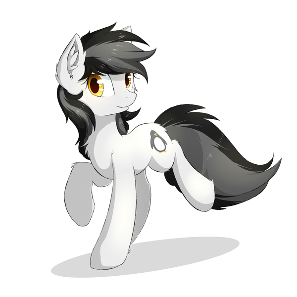 Size: 2000x2000 | Tagged: safe, artist:morningbullet, derpibooru import, oc, unofficial characters only, earth pony, pony, chest fluff, ear fluff, female, mare, raised hoof, raised leg, simple background, smiling, solo, white background, white coat, yellow eyes