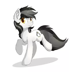 Size: 2000x2000 | Tagged: safe, artist:morningbullet, derpibooru import, oc, unofficial characters only, earth pony, pony, chest fluff, ear fluff, female, mare, raised hoof, raised leg, simple background, smiling, solo, white background, white coat, yellow eyes