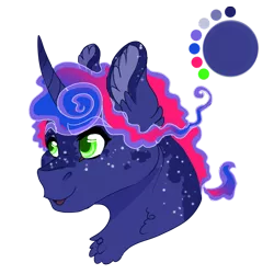 Size: 810x810 | Tagged: safe, artist:bijutsuyoukai, derpibooru import, oc, oc:starry night, unofficial characters only, pony, unicorn, curved horn, offspring, parent:princess luna, parent:starstreak, simple background, solo, transparent background