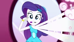 Size: 1280x720 | Tagged: safe, derpibooru import, screencap, rarity, eqg summertime shorts, equestria girls, make up shake up, mouth hold, offscreen character, pov