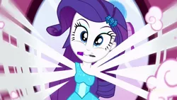 Size: 1280x720 | Tagged: safe, derpibooru import, screencap, rarity, eqg summertime shorts, equestria girls, make up shake up, mouth hold, offscreen character, pov, solo
