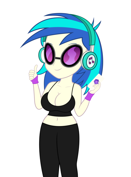 Size: 5032x6783 | Tagged: suggestive, artist:vanchees, derpibooru import, edit, vinyl scratch, equestria girls, legend of everfree, absurd resolution, breasts, busty vinyl scratch, clothes, female, pants, solo, solo female