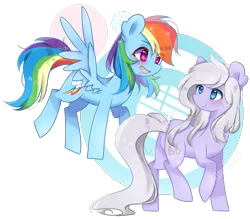 Size: 771x675 | Tagged: safe, artist:silvah-chan, derpibooru import, rainbow dash, oc, oc:silver breeze, pony