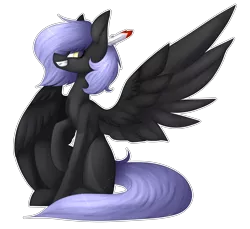 Size: 4136x3789 | Tagged: safe, artist:umiimou, derpibooru import, oc, oc:cloudy night, unofficial characters only, pegasus, pony, female, high res, mare, one wing out, simple background, sitting, solo, transparent background