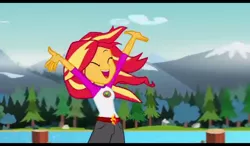 Size: 1024x600 | Tagged: safe, derpibooru import, screencap, sunset shimmer, equestria girls, legend of everfree, cute, embrace the magic, needs more jpeg, shimmerbetes, solo