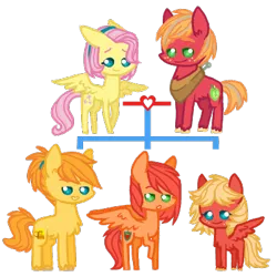 Size: 400x400 | Tagged: safe, artist:marshmall0wface, derpibooru import, big macintosh, fluttershy, oc, pony, female, fluttermac, grey hair, male, next generation, offspring, original character do not steal, parent:big macintosh, parent:fluttershy, parents:fluttermac, shipping, straight