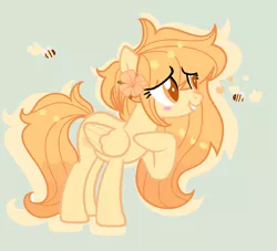 Size: 1024x930 | Tagged: safe, artist:candycrusher3000, derpibooru import, oc, oc:cinnamon-bum, unofficial characters only, bee, pegasus, pony, contest prize, flower, flower in hair, solo