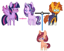 Size: 495x395 | Tagged: safe, artist:marshmall0wface, derpibooru import, starlight glimmer, sunburst, twilight sparkle, twilight sparkle (alicorn), oc, alicorn, pony, divorce, female, grey hair, lesbian, male, next generation, offspring, original character do not steal, parent:starlight glimmer, parent:sunburst, parents:starburst, shipping, starburst, straight