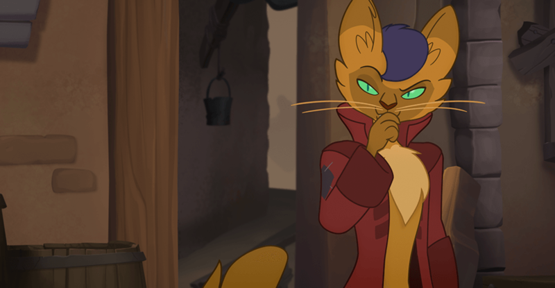 Size: 900x467 | Tagged: abyssinian, anthro, capper dapperpaws, cat, clothes, coat, cunning, derpibooru import, male, my little pony: the movie, official, plotting, raised eyebrow, safe, screencap, solo, stupid sexy capper