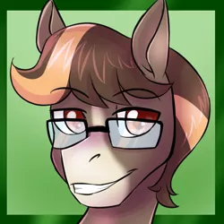 Size: 750x750 | Tagged: safe, artist:jitterbugjive, derpibooru import, oc, oc:love letter, unofficial characters only, pegasus, pony, bust, close-up, glasses, male, portrait, simple background, solo