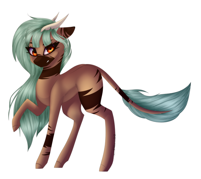 Size: 4500x4000 | Tagged: safe, artist:crazllana, derpibooru import, oc, oc:forest keeper, unofficial characters only, earth pony, pony, absurd resolution, female, horns, mare, simple background, solo, transparent background