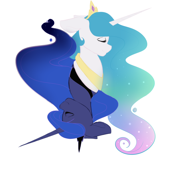 Size: 2000x2000 | Tagged: safe, artist:beashay, derpibooru import, princess celestia, princess luna, pony, bust, eyes closed, high res, portrait, simple background, smiling, transparent background