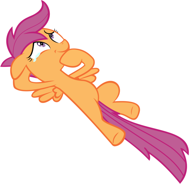 Size: 8497x8284 | Tagged: safe, artist:zeegaas, derpibooru import, scootaloo, pegasus, pony, sleepless in ponyville, absurd resolution, crying, female, filly, lying down, on back, simple background, solo, tears of joy, transparent background, vector