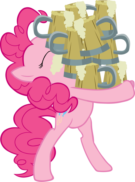 Size: 4003x5396 | Tagged: safe, artist:scrimpeh, derpibooru import, pinkie pie, earth pony, pony, the super speedy cider squeezy 6000, absurd resolution, balancing, bipedal, cider, eyes closed, female, holding, mare, simple background, solo, transparent background, vector