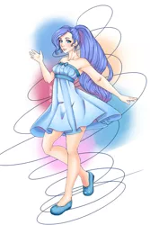 Size: 1000x1500 | Tagged: armpits, artist:makierlendson, clothes, derpibooru import, dress, human, humanized, looking at you, rarity, safe, smiling, solo