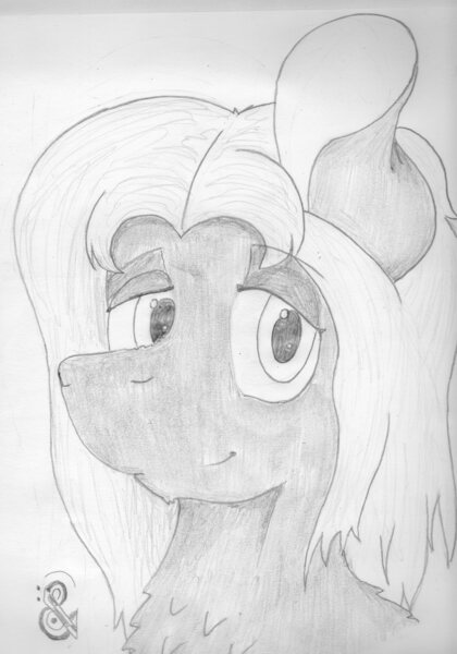 Size: 3268x4673 | Tagged: safe, artist:andandampersand, derpibooru import, oc, oc:mellow rhythm, unofficial characters only, pony, bust, monochrome, portrait, solo, traditional art