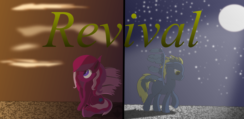 Size: 1416x691 | Tagged: safe, artist:daszkin, derpibooru import, oc, unofficial characters only, pegasus, pony, couple, day and night, moonlight, simple background, stars