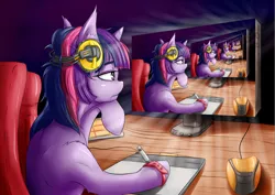 Size: 4000x2828 | Tagged: safe, artist:alcor, derpibooru import, edit, twilight sparkle, pony, unicorn, art, computer, computer mouse, drawing, drawing tablet, droste effect, recursion